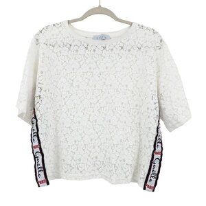 Gaelle Paris White Lace Top Sheer